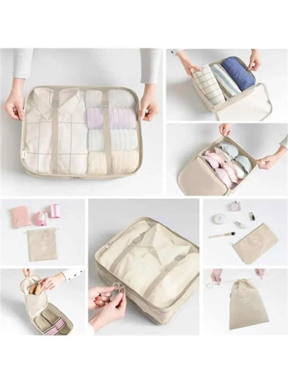 Packing Cubes Travel Organizer Set Luggage Storage Bags Suitcase Organizers 8Pc